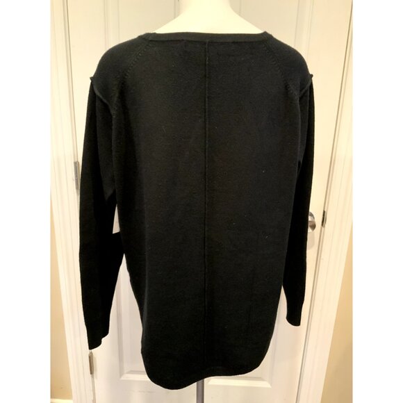 French Connection Black Soft & Stretchy Knit Sweater W/ Exposed Seams, Size M - Picture 6 of 8